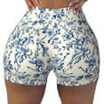 thumbnail image 2 of Fotbe Vintage Blue Floral Shorts Sin Costuras – Shorts Deportivos de Cintura Alta para Mujer, Elásticos para Gimnasio, Yoga, Running o Ciclismo-X-Large, 2 of 8