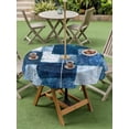 thumbnail image 4 of Outdoor Tablecloth with Umbrella Hole for Patio/Picnic/Party/Camping, Navy Blue Waterproof Table Cloth Round Cover Washable, Modern Abstract Minimalist Blocks Texture (Dia 60"), 4 of 9
