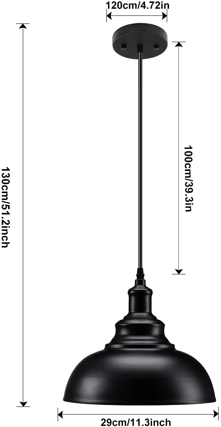 Farmhouse Pendant Light, Industrial Black Pendant Light Fixtures, Vintage Hanging Ceiling Light Fixture for Kitchen, Barn, Dining Room