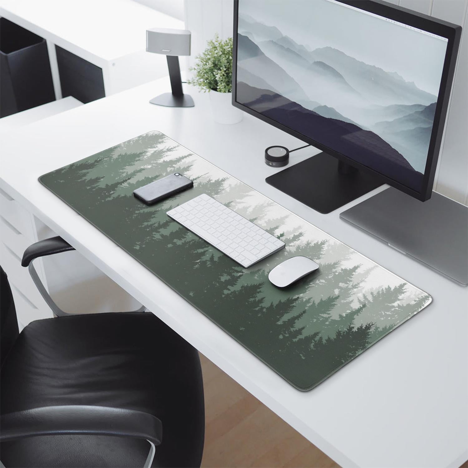 Upgrade Your Desk with Forest Pattern - XXL Mouse Mat, Large Extended Thin Pad with Non-Slip Base & Stitched Edges - for Gaming & Office (31.5 x 11.8inches)