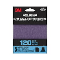 3M Ultra Durable Power Sanding 1/4 Sheet, 4.5 in x 5.5 in, 120 grit, 5/Pack