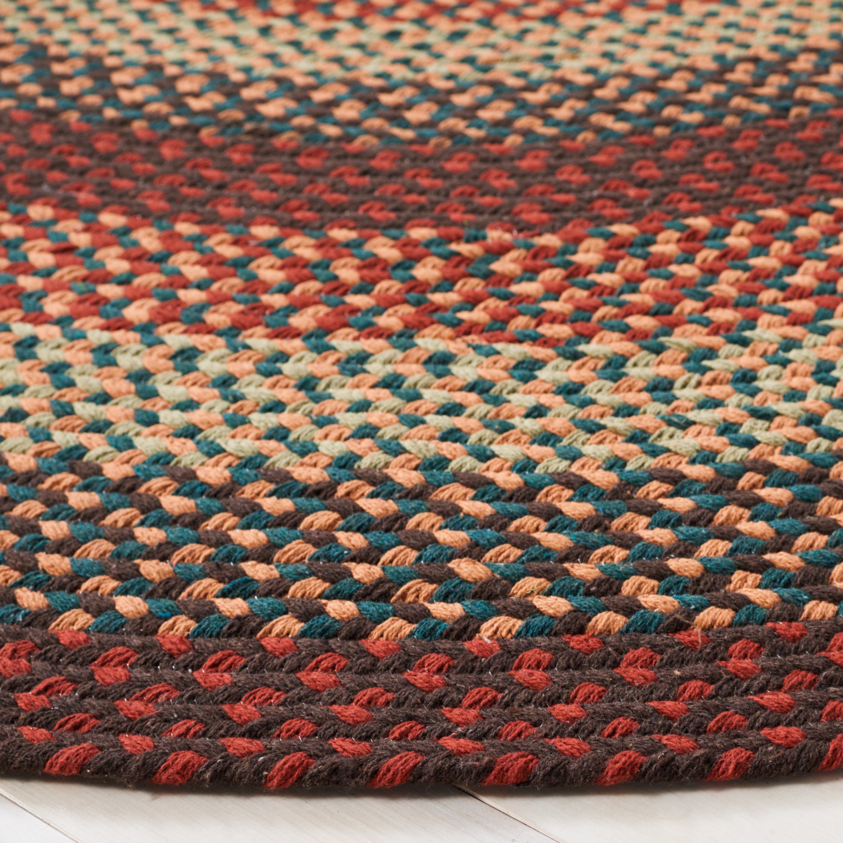 SAFAVIEH Braided Claes Bordered Reversible Area Rug, Brown/Rust, 4' x 6' Oval