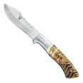 thumbnail image 2 of TheBoneEdge 8" Burn Bone Handle Steel Bolster Stainless Steel Blade Hunting Knife With Leather Sheath, 2 of 6