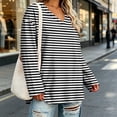 thumbnail image 5 of RongHuan Striped Shirt Womens Plus Size V Neck T-Shirt Loose Fit Long Sleeve Tops Casual Blouses Daily Wear, 5 of 7