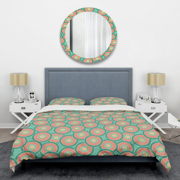 Designart 'Retro Circular Pattern VI' Mid-Century Modern Duvet Cover Set