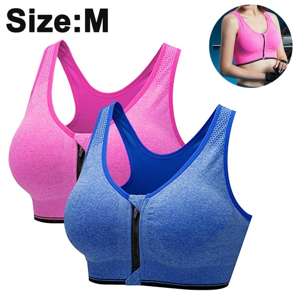 High Impact Sports Bra with Front Zipper and Strappy Back Support (Set of  2) 