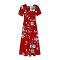 thumbnail image 4 of Roncen Women's Round Neck Print Short Sleeve Dress - Casual Loose Fit with Pockets, Fashion Summer Daily Wear Stylish Comfortable Pocket Dress for Outing, 4 of 5
