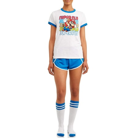 Nintendo's Mario Women's and Women's Plus 3-Piece Vintage Short Sleep Set