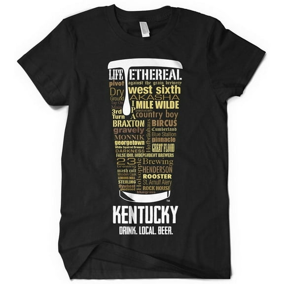 Kentucky Beer Shirt - Black, Small | Typography Print Beer Lover Gift for Men
