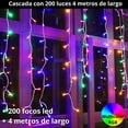 thumbnail image 1 of Cascadas de Luces LED Dosyu Multicolor 4mts 200 Luces Decoración Navideña, 1 of 7