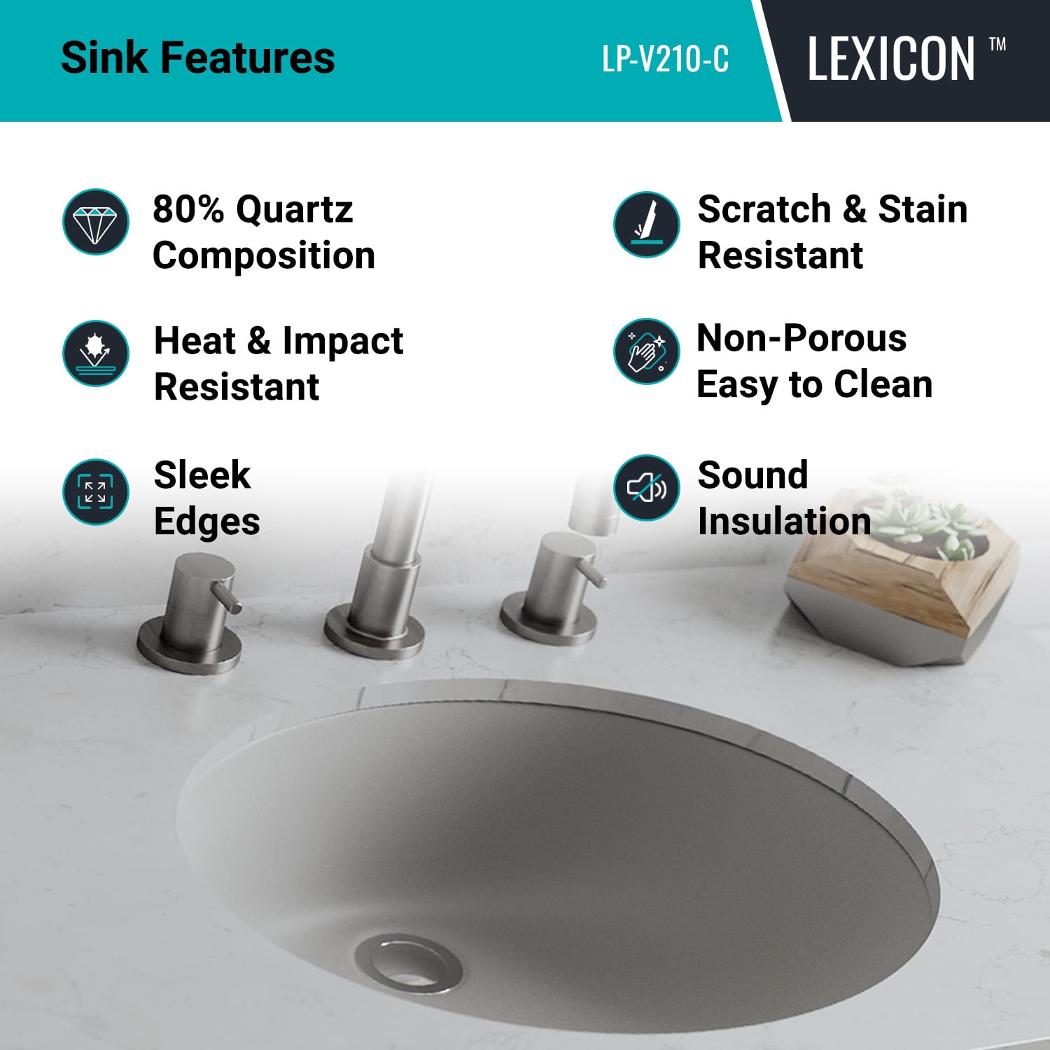 19" Oval Quartz Vanity Bathroom Sink, Galaxy Concrete Drop-In Sink, Undermount Bathroom Sink, Granite Vanity Basin by Lexicon Platinum LP-V210-C