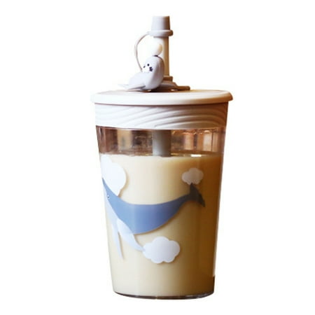 

VEAREAR Water Mug Durable with Air Hole Lovely Pattern Straw Juice Cup for Kids