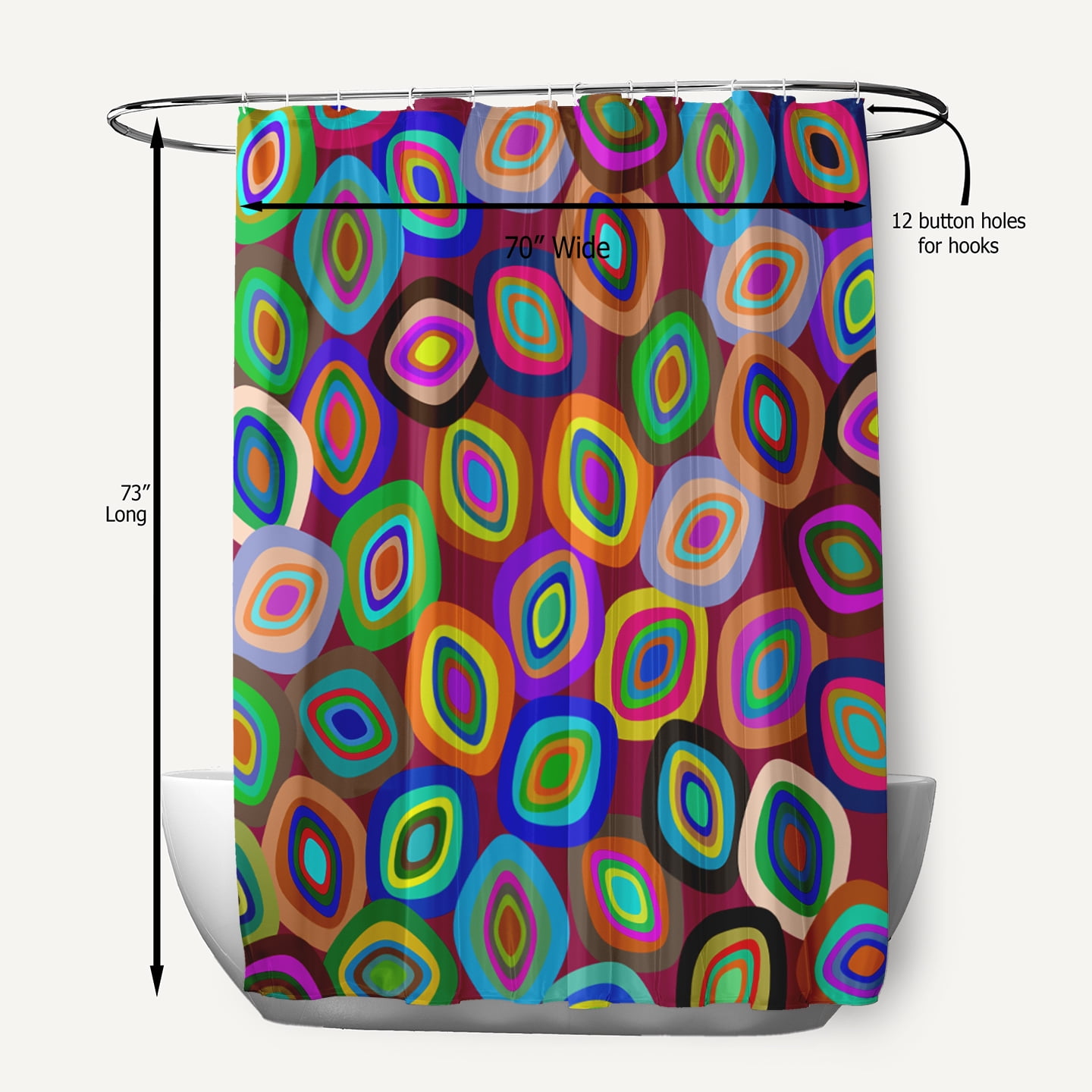 Simply Daisy 70" W x 73" L Modern Leaf Pile Polyester Shower Curtain, Multi [1 Ct]
