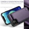 thumbnail image 2 of Mantto Case for iPhone 12/iPhone 12 Pro with Card Holder, Retro PU Leather RFID Blocking Credit Card Slots Double Magnetic Clasp Flip Kickstand Shockproof Phone Cover for iPhone 12/12 Pro,Purple, 2 of 9