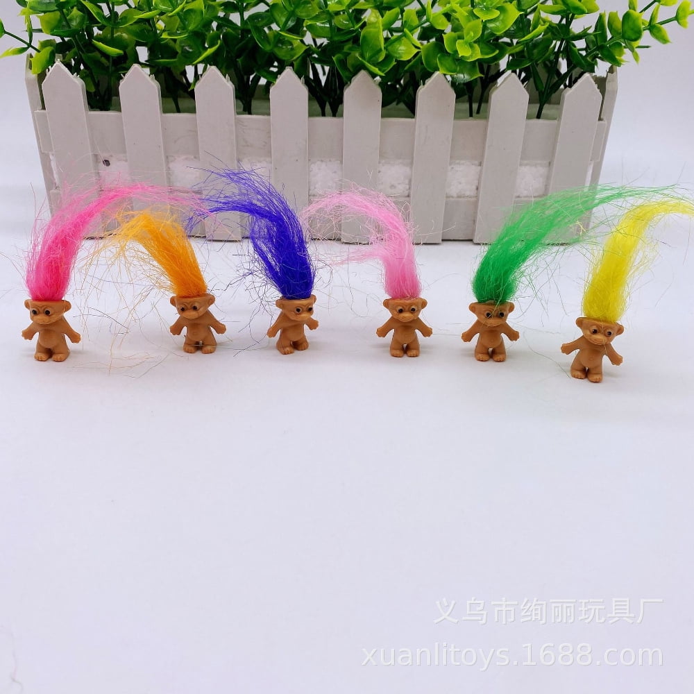 10pcs Mini Troll Dolls PVC Vintage Trolls Lucky Doll Mini Action Figures 1.2 Cake Toppers Chromatic Adorable Cute Little Guys Collection School