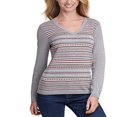 thumbnail image 3 of Tommy Hilfiger Womens Gray Printed Long Sleeve V Neck Sweater Plus 1X, 3 of 5