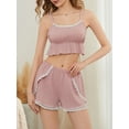 thumbnail image 4 of Musuos Women Summer Pajamas Set Lace Patchwork Camisoles Tank Tops Elastic Waist Shorts 2 Pieces Loungewear Suits Sleepwear, 4 of 9