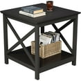 thumbnail image 3 of End Table, 24 Inch End Table with 2-Tier Storage Shelf, Side Table for Living Room, Wood Nightstand for Bedroom, Office, Painted Surface, Black, 3 of 18