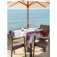thumbnail image 4 of Square Outdoor Tablecloth with Umbrella Hole 250 Anniversary Outside Table Cloth Waterproof Patio Table Cover 4th of July Blue Red Striped Gray Wooden Zipper Tablecloths for Picnic Camping 60x60 Inch, 4 of 8
