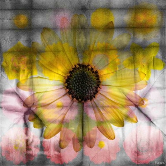 Pink and Yellow Sunflower by Parvez Taj Painting Print on Wrapped Canvas