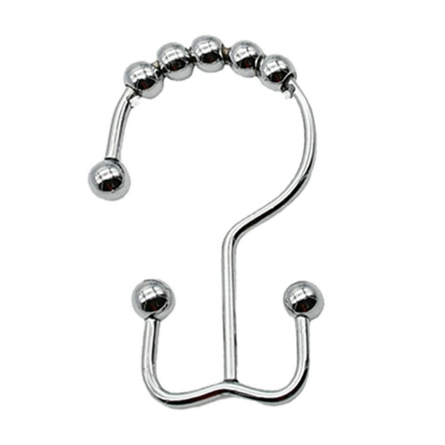 Fiudx Gancho de Cortina de Acero Inoxidable, Diseño Silencioso de Doble Gancho, Estructura de Cuentas Deslizantes, Gran Capacidad de Carga, Funcionamiento Silencioso, para Colgar Cortinas de Ducha, B