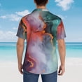 thumbnail image 4 of Daiia Colorful Abstract Waves Pattern Hawaiian Shirt for Men Gentle Cotton Regular Short Sleeve Casual,X-Large, 4 of 7