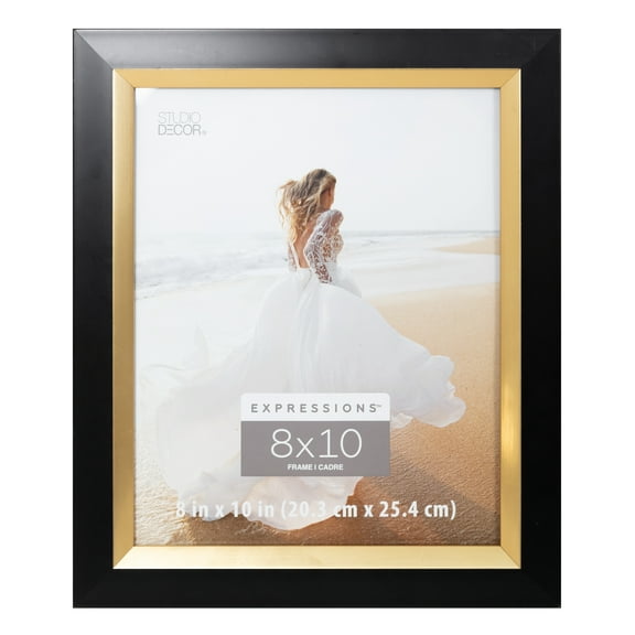 8" x 10" Expressions Gold & Black Picture Frame by Studio Décor - Fold-out Easel Included - Horizontal or Vertical Display - 1 Pack