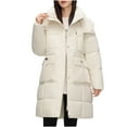 thumbnail image 2 of jtjvou Women Long Puffer Coat Winter Warm Hooded Jacket Long Full Length down Jacket with Pockets Beige M, 2 of 9