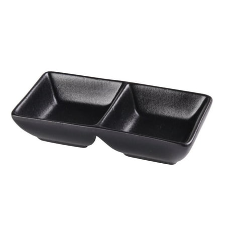 

Noble Black Porcelain 5 5/8 x 3 x 1 1/4 Double Sauce Dish 1.5 Oz 4/PK Pack of 12