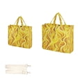 thumbnail image 3 of Corduroy Composite Fabric Tote Bag Magnetic Snap Large Capacity Crossbody Bag Beige Shoulder Strap Yellow Blaze Pattern, 3 of 8
