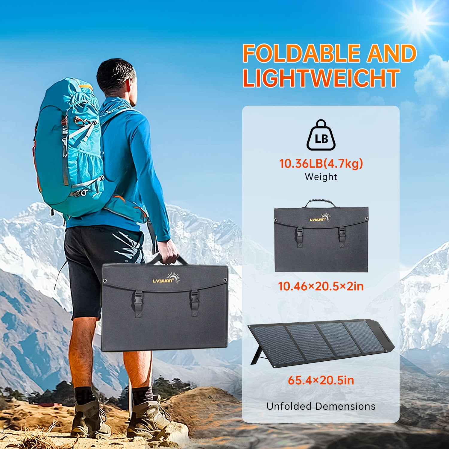 EFFORTWAY 120W Portable Solar Panel Foldable Solar Panel Charger with Adjustable Kickstands Waterproof IP67 for Camping, Home, RV, Boat, Outdoor, Power Station, off Grid System