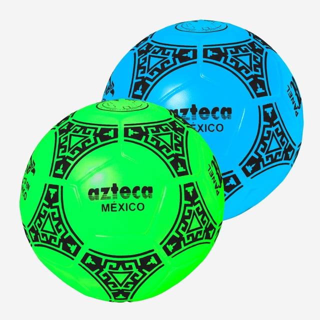 2pz Balón Fútbol Azteca No5 Adulto Panel 32 Reforzado Combinado, Verde y Azul