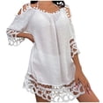 thumbnail image 2 of Cache-maillots pour Femmes Printemps et Été Couleur Unie Manches Courtes Épaules Liées Hauts Confortables Cache-Maillots pour Femmes en Liquidation, 2 of 7