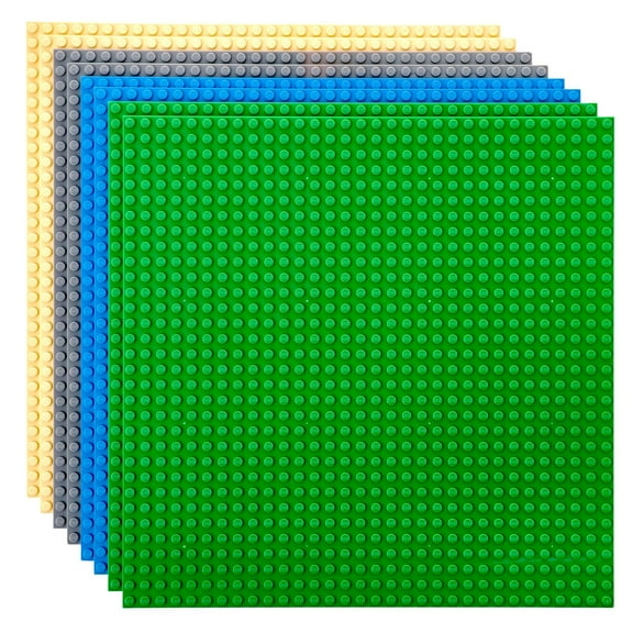 Strictly Briks Classic Stackable Baseplates - LEGO Compatible Base Plates - Set of 8 in Blue, Green, Gray, and Sand