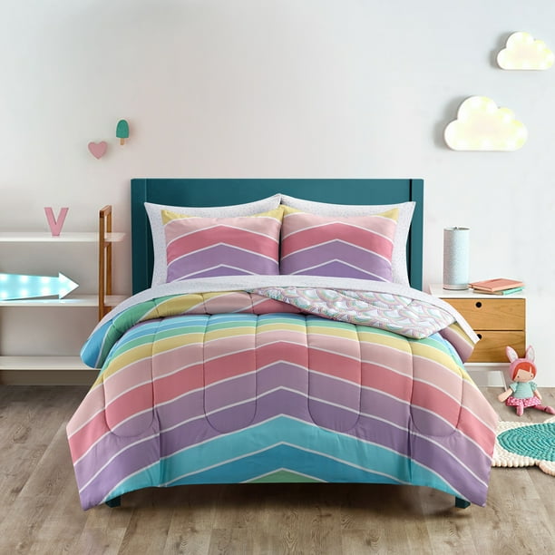 Heritage Club Rainbow Bright Stripe Bed in a Bag Bedding Set, Twin/Twin