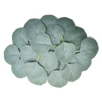 50Pcs Bulk Eucalyptus Leaves Artificial Greenery Fake Green Leaves for DIY Wreath Wedding Boutonnieres Corsages Baby Shower Cake Flower Decorations