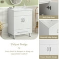 thumbnail image 3 of KYLE & KAY 24 inch Vanity with Ceramic Basin, Drawers Bathroom Cabinet with Double Doors, Storage Cabinet with Embedded Ceramic Sink Suitable for Small Spaces, White, 3 of 6