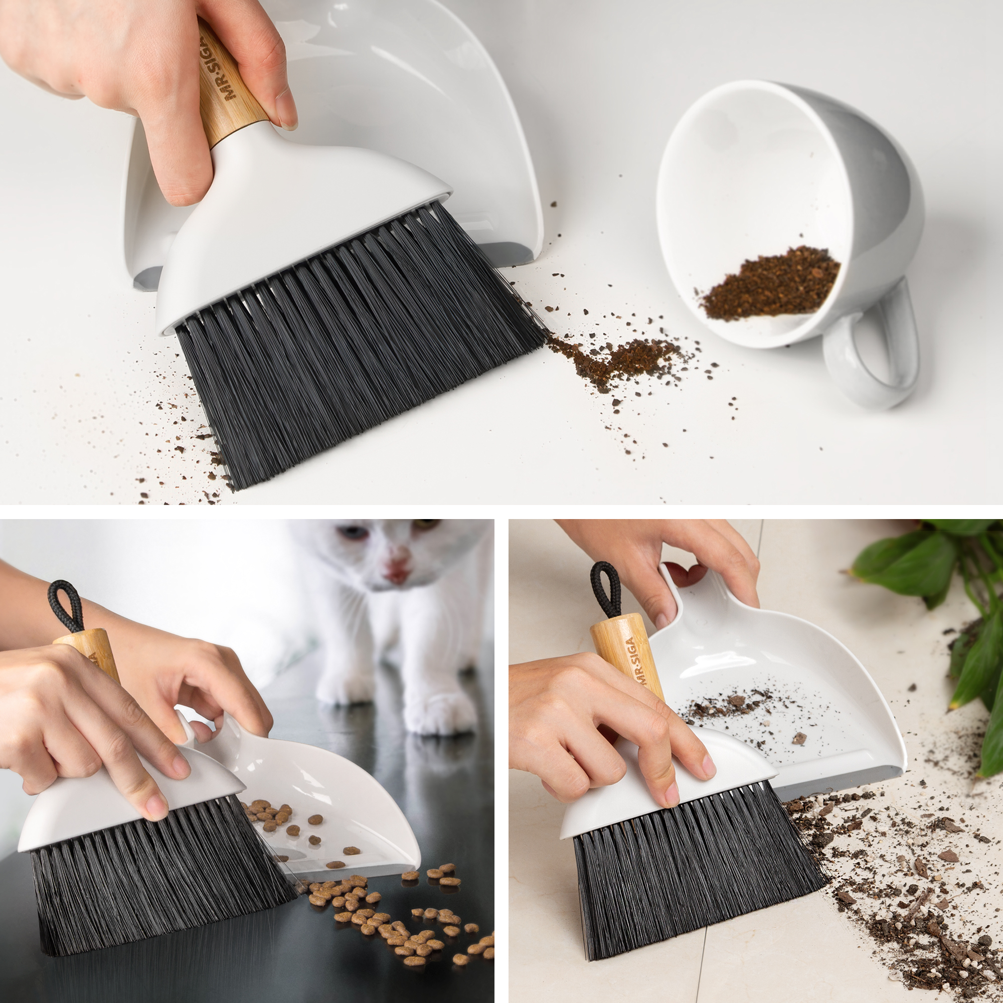 MR.Siga Mini Dustpan and Brush Set, Cleaning Brush and Dustpan Combo with Bamboo Handle - image 3 of 7