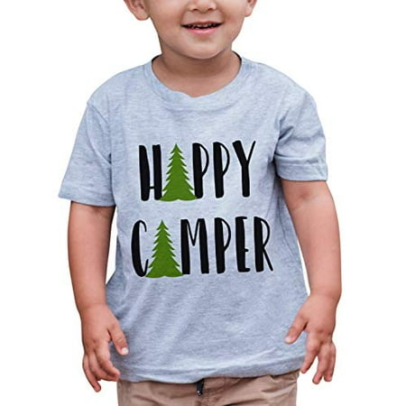 

7 ate 9 Apparel Kids Happy Camper Outdoors T-Shirt Grey