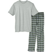 Men's Short Sleeve Crew Top and Woven Pant Sleep Set