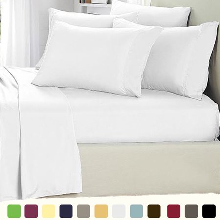 6 Piece Lux Decor Bed Sheets Set Ed Sheet With 4 Pillow Cases 6 Piece Lux Decor Bed Sheets Set Ed Sheet With 4 Pillow Cases Stain Resistant Luxurious Comfortable Soft Extremely Durable King White