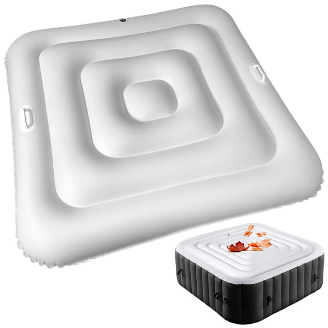 Housse de Spa Gonflable Blanche, Design à Poignée Carrée, Matériau Pvc, Protection Feuille de Pluie, Isolation Thermique, Housse de Spa pour Protection, Housse de Jacuzzi Extérieur, Taille 130 cm
