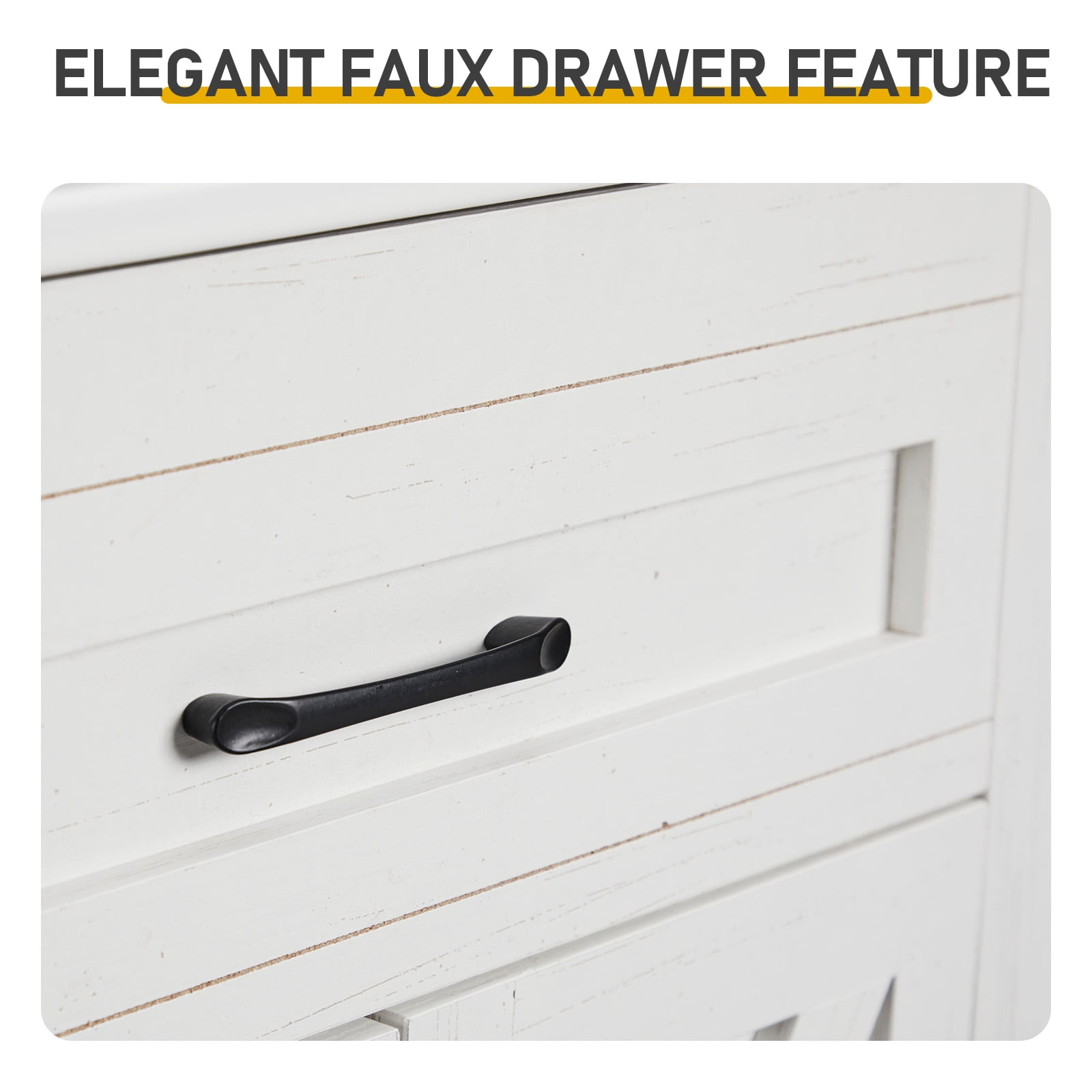 Washbasin Cabinet, Barn Double Door With U-Shaped Internal Shelves, Washed White Particleboard With Melamine Veneer, 61*47*85cm (24 inches)