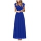 thumbnail image 2 of ICHUANYI Clearance Women's Sexy Hollow Out V-neck Large With Sleeveless Lace Stitching Chiffon Long Dress(Blue, S) ICHUANYI WER2023081207055, 2 of 5