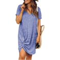 thumbnail image 5 of B91xZ Robe Maxi à Manches Courtes pour Femmes Robe Col Rond Robe Pull à Manches Courtes avec Poches, Bleu S, 5 of 5