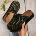thumbnail image 5 of Dakaela Women's Suede Clogs Cork Footbed Sandals Comfort Platform Mules Rhinestone Slip on Slippers, 5 of 7