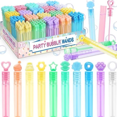 Kids Bubble Party Favors, 300 Pack Mini Bubbles Bulk with Gift Box, Pastel Bubble Wand Sticks for Party Toys, Birthday Supplies, Wedding Decorations, Carnival Prizes, Goody Bag Fillers Stuffers