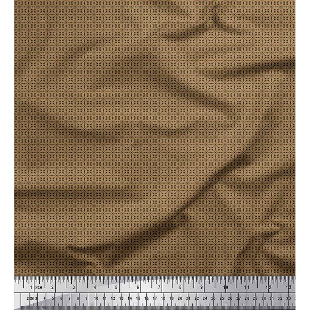 Soimoi Brown Rayon Fabric Geometric Abstract Printed Craft Fabric by the Yard 42 Inch Wide
