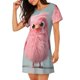 thumbnail image 2 of Balery Adorable Pink Fluffy Birds Camisón de manga corta con cuello redondo para mujer, cómodo y elegante., 2 of 6