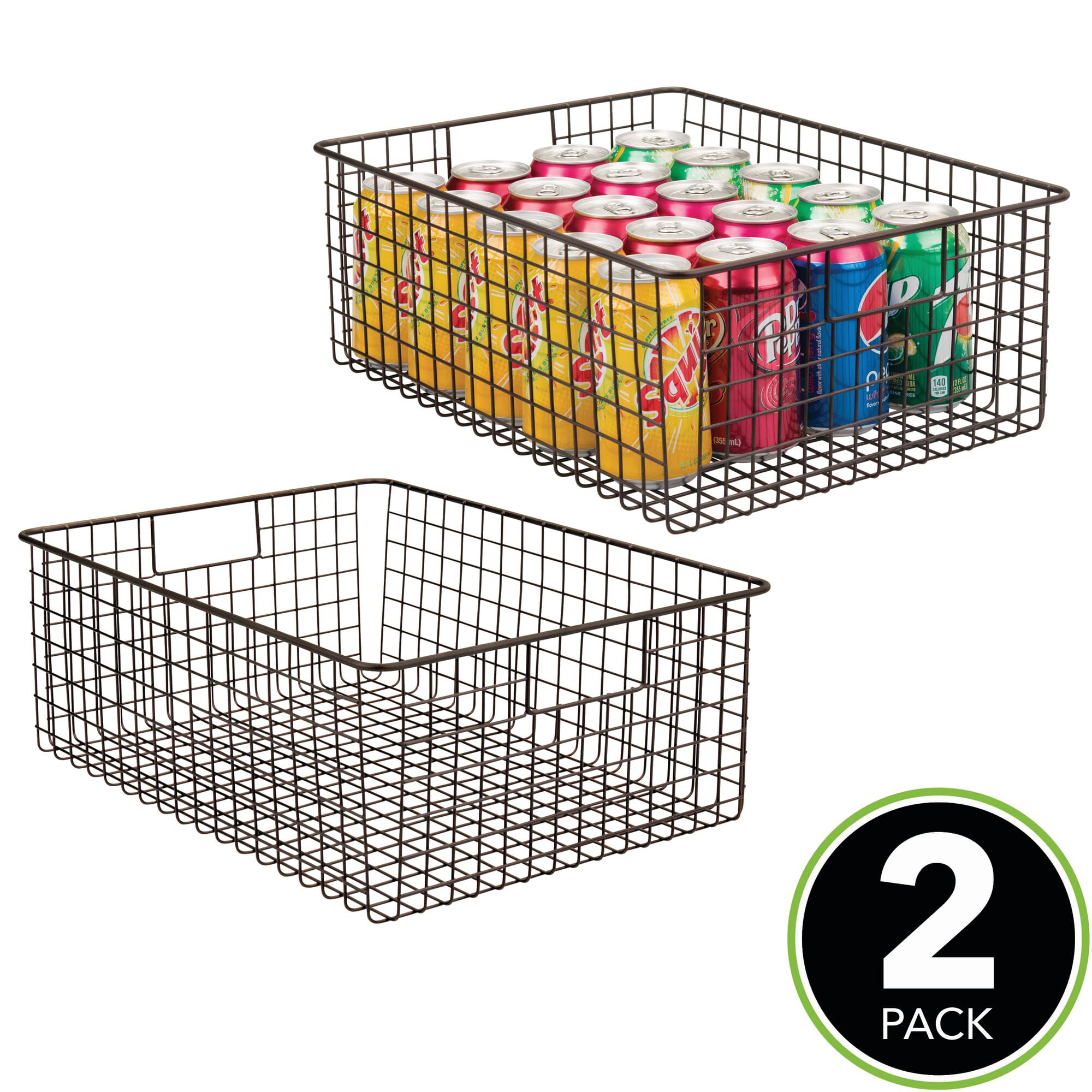 Bronze mDesign Metal Wire Food Organizer Storage Bins with Handles 2 Pack 